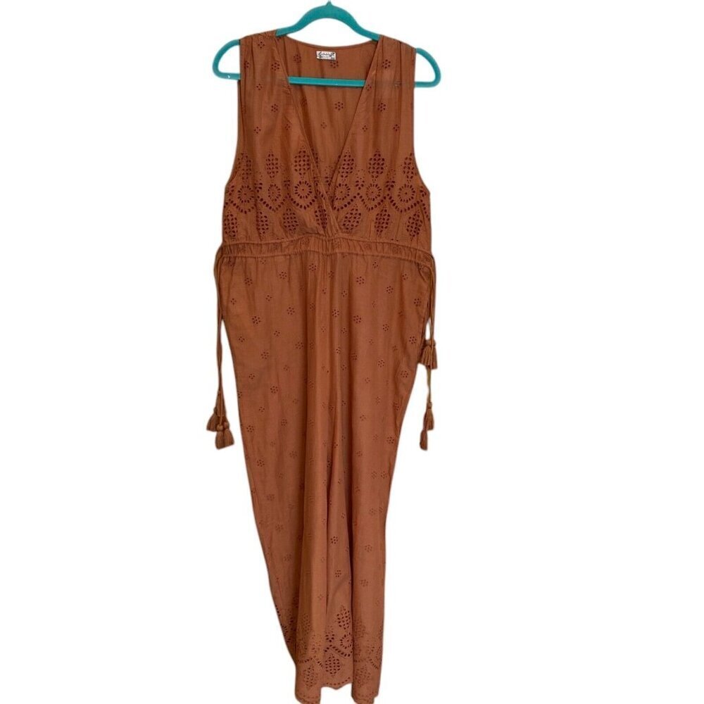 Intimately Free People Sun's Out Eyelet Semi Sheer Boho Jumpsuit Size S - Picture 2 of 11